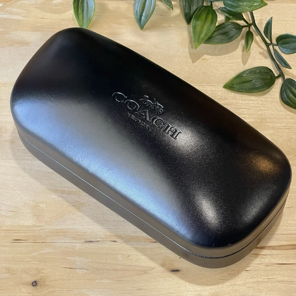 Coach New York Black Hard Sunglasses Case Clamshell Eyeglass Embossed Logo